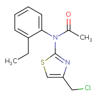 Chemical structure of N-[4-(chloromethyl)-1,3-thiazol-2-yl]-N-(2-ethylphenyl)acetamide - CSSB00000688336