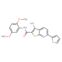 Chemical structure of 3-amino-N-(2,5-dimethoxyphenyl)-6-(thiophen-2-yl)thieno[2,3-b]pyridine-2-carboxamide - CSSB00102540320