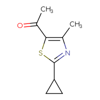 Chemical structure of 1-(2-cyclopropyl-4-methyl-1,3-thiazol-5-yl)ethan-1-one - CSSB00000764401