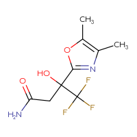 Chemical structure of 3-(4,5-dimethyl-1,3-oxazol-2-yl)-4,4,4-trifluoro-3-hydroxybutanamide - CSSB02270739185