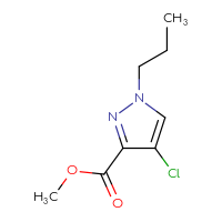 Chemical structure of methyl 4-chloro-1-propyl-1H-pyrazole-3-carboxylate - CSSB00025724273