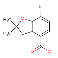 Chemical structure of 7-bromo-2,2-dimethyl-2,3-dihydro-1-benzofuran-4-carboxylic acid - CSSB20620691817