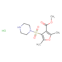 Chemical structure of methyl 2,5-dimethyl-4-(piperazine-1-sulfonyl)furan-3-carboxylate hydrochloride - CSSB06623411649