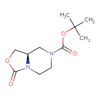 Chemical structure of tert-butyl (8aR)-3-oxo-hexahydro-1H-[1,3]oxazolo[3,4-a]pyrazine-7-carboxylate - CSSB00010752446