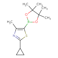 Chemical structure of 2-cyclopropyl-4-methyl-5-(4,4,5,5-tetramethyl-1,3,2-dioxaborolan-2-yl)-1,3-thiazole - CSSB00011005132