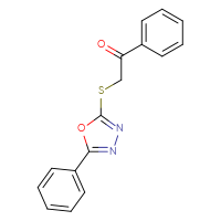 Chemical structure of 1-phenyl-2-[(5-phenyl-1,3,4-oxadiazol-2-yl)sulfanyl]ethan-1-one - CSSB00046097460