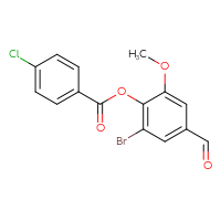 Chemical structure of 2-bromo-4-formyl-6-methoxyphenyl 4-chlorobenzoate - CSSB00132680019