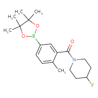 Chemical structure of 4-fluoro-1-[2-methyl-5-(4,4,5,5-tetramethyl-1,3,2-dioxaborolan-2-yl)benzoyl]piperidine - CSSB02533255706
