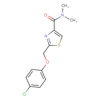 Chemical structure of 2-[(4-chlorophenoxy)methyl]-N,N-dimethyl-1,3-thiazole-4-carboxamide - CSSB01385228747