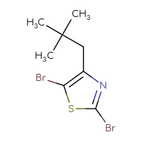 Chemical structure of 2,5-dibromo-4-(2,2-dimethylpropyl)-1,3-thiazole - CSSB06258371050