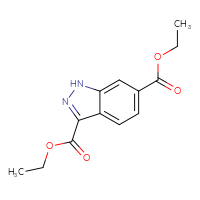 Chemical structure of 3,6-diethyl 1H-indazole-3,6-dicarboxylate - CSSB00020626062