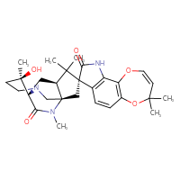Chemical structure of (1'R,3'S,7'S,8R,12'R)-12'-hydroxy-4,4,4',4',12',14'-hexamethyl-9,10-dihydro-4H-9',14'-diazaspiro[[1,4]dioxepino[2,3-g]indole-8,5'-tetracyclo[5.5.2.0¹,⁹.0³,⁷]tetradecane]-9,13'-dione - CSSB00116208355