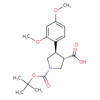 Chemical structure of (3S,4R)-1-[(tert-butoxy)carbonyl]-4-(2,4-dimethoxyphenyl)pyrrolidine-3-carboxylic acid - CSSB00102770496