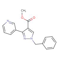 Chemical structure of methyl 1-benzyl-3-(pyridin-3-yl)-1H-pyrazole-4-carboxylate - CSSB02077691643