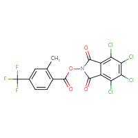 Chemical structure of 4,5,6,7-tetrachloro-1,3-dioxo-2,3-dihydro-1H-isoindol-2-yl 2-methyl-4-(trifluoromethyl)benzoate - CSSB20271085760