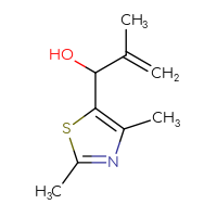 Chemical structure of 1-(2,4-dimethyl-1,3-thiazol-5-yl)-2-methylprop-2-en-1-ol - CSSB00014331734