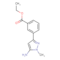 Chemical structure of ethyl 3-(5-amino-1-methyl-1H-pyrazol-3-yl)benzoate - CSSB21253047523