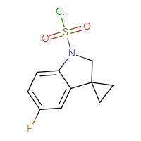 Chemical structure of 5'-fluoro-1',2'-dihydrospiro[cyclopropane-1,3'-indole]-1'-sulfonyl chloride - CSSB15013570829