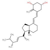 Chemical structure of (1R,3R,5Z)-5-{2-[(1R,3aS,4E,7aR)-1-[(2R,3E,5R)-5,6-dimethylhept-3-en-2-yl]-7a-methyl-octahydro-1H-inden-4-ylidene]ethylidene}-4-methylidenecyclohexane-1,3-diol - CSSB00161152448