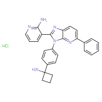 Chemical structure of 3-{3-[4-(1-aminocyclobutyl)phenyl]-5-phenyl-3H-imidazo[4,5-b]pyridin-2-yl}pyridin-2-amine hydrochloride - CSSB00134618228