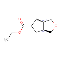 Chemical structure of rac-ethyl (3aR,6aR)-hexahydro-1H-cyclopenta[c]furan-5-carboxylate - CSSB09896090396