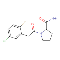 Chemical structure of 1-[2-(5-chloro-2-fluorophenyl)acetyl]pyrrolidine-2-carboxamide - CSSB06465408704