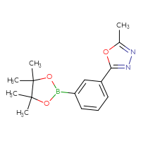 Chemical structure of 2-methyl-5-[3-(4,4,5,5-tetramethyl-1,3,2-dioxaborolan-2-yl)phenyl]-1,3,4-oxadiazole - CSSB00010144810
