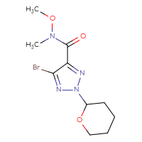 Chemical structure of 5-bromo-N-methoxy-N-methyl-2-(oxan-2-yl)-2H-1,2,3-triazole-4-carboxamide - CSSB21151590413