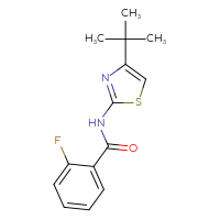 Chemical structure of N-(4-tert-butyl-1,3-thiazol-2-yl)-2-fluorobenzamide - CSSB00000581459