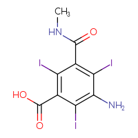 Chemical structure of 3-amino-2,4,6-triiodo-5-(methylcarbamoyl)benzoic acid - CSSB00016997019