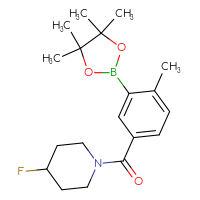 Chemical structure of 4-fluoro-1-[4-methyl-3-(4,4,5,5-tetramethyl-1,3,2-dioxaborolan-2-yl)benzoyl]piperidine - CSSB00374145555