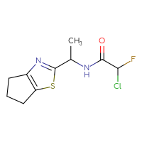 Chemical structure of 2-chloro-N-(1-{4H,5H,6H-cyclopenta[d][1,3]thiazol-2-yl}ethyl)-2-fluoroacetamide - CSSB21332125353