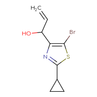 Chemical structure of 1-(5-bromo-2-cyclopropyl-1,3-thiazol-4-yl)prop-2-en-1-ol - CSSB20647251861