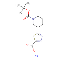 Chemical structure of sodium 5-{1-[(tert-butoxy)carbonyl]piperidin-3-yl}-1,3,4-thiadiazole-2-carboxylate - CSSB02125399534