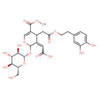Chemical structure of 2-(4-{2-[2-(3,4-dihydroxyphenyl)ethoxy]-2-oxoethyl}-5-(methoxycarbonyl)-2-{[(2S,3R,4S,5S,6R)-3,4,5-trihydroxy-6-(hydroxymethyl)oxan-2-yl]oxy}-3,4-dihydro-2H-pyran-3-ylidene)acetic acid - CSSB15546516427