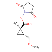 Chemical structure of 2,5-dioxopyrrolidin-1-yl (1R,2R)-2-(methoxymethyl)-1-methylcyclopropane-1-carboxylate - CSSB14863793885