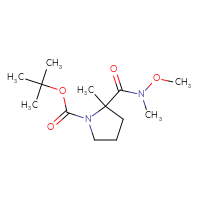 Chemical structure of tert-butyl 2-[methoxy(methyl)carbamoyl]-2-methylpyrrolidine-1-carboxylate - CSSB00118425139