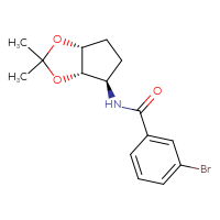 Chemical structure of N-[(3aS,4R,6aR)-2,2-dimethyl-hexahydrocyclopenta[d][1,3]dioxol-4-yl]-3-bromobenzamide - CSSB21432556843
