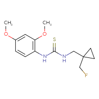 Chemical structure of 1-(2,4-dimethoxyphenyl)-3-{[1-(fluoromethyl)cyclopropyl]methyl}thiourea - CSSB21432451393