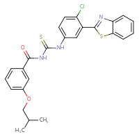 Chemical structure of 1-[3-(1,3-benzothiazol-2-yl)-4-chlorophenyl]-3-[3-(2-methylpropoxy)benzoyl]thiourea - CSSB00121654897