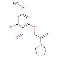 Chemical structure of 2-fluoro-4-methoxy-6-[2-oxo-2-(pyrrolidin-1-yl)ethoxy]benzaldehyde - CSSB21331798332