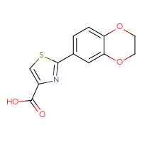 Chemical structure of 2-(2,3-dihydro-1,4-benzodioxin-6-yl)-1,3-thiazole-4-carboxylic acid - CSSB00000678298