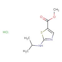 Chemical structure of methyl 2-[(propan-2-yl)amino]-1,3-thiazole-5-carboxylate hydrochloride - CSSB20963517577