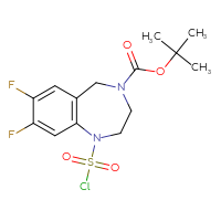 Chemical structure of tert-butyl 1-(chlorosulfonyl)-7,8-difluoro-2,3,4,5-tetrahydro-1H-1,4-benzodiazepine-4-carboxylate - CSSB21224775807