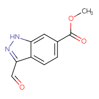 Chemical structure of methyl 3-formyl-1H-indazole-6-carboxylate - CSSB00010186054