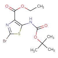 Chemical structure of ethyl 2-bromo-5-{[(tert-butoxy)carbonyl]amino}-1,3-thiazole-4-carboxylate - CSSB00030652963