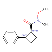 Chemical structure of rac-(1R,2S)-N-methoxy-N-methyl-2-phenylcyclobutane-1-carboxamide - CSSB21291564215