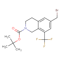 Chemical structure of tert-butyl 6-(bromomethyl)-8-(trifluoromethyl)-1,2,3,4-tetrahydroisoquinoline-2-carboxylate - CSSB14863684188