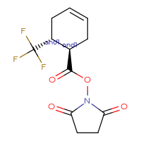 Chemical structure of rac-2,5-dioxopyrrolidin-1-yl (1R,6R)-6-(trifluoromethyl)cyclohex-3-ene-1-carboxylate - CSSB20269635466