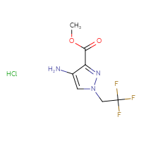 Chemical structure of methyl 4-amino-1-(2,2,2-trifluoroethyl)-1H-pyrazole-3-carboxylate hydrochloride - CSSB00161112463